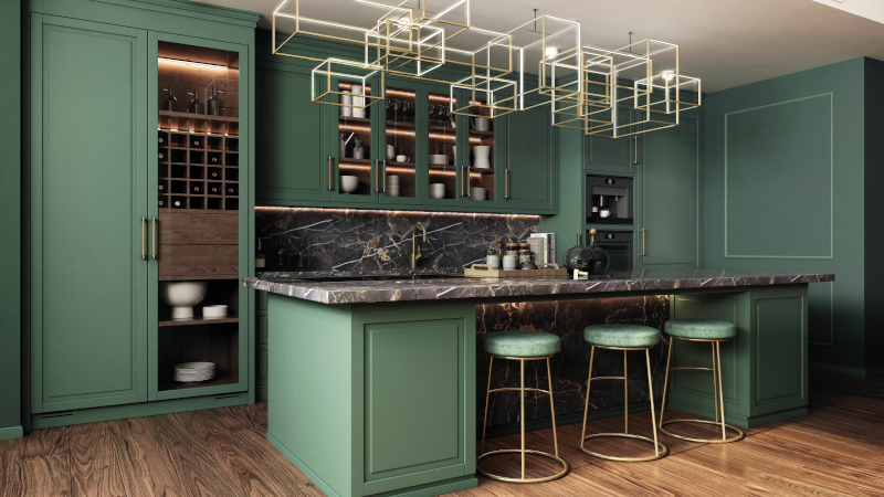 Custom built-in bar cabinets and storage solutions
